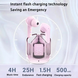 Air 31 Wireless Earbuds Transparent Bluetooth 5.3 Crystal Airpods Wireless Headset Charging Case Heavy Bass Stereo Earphones with Noise Reduction