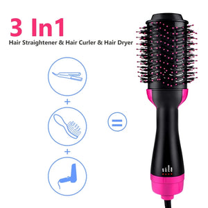 *Hair Dryer Hot Air Brush Styler and Volumizer One Step Multifunction Hair Sraightener Curler Comb Electric Ion Blow Dryer Brush*
