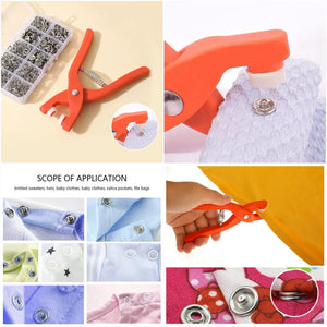 200 Set Snap Buttons Kit Metal Sewing with Press Button Gripper Stainless Steel No-Sew Thickened Snap Fasteners Press Studs Pliers Tool for Jeans Fabric Clothing DIY Craft Shirts